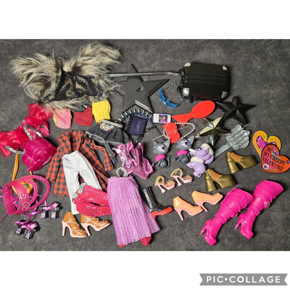 Lot of Rainbow High, Monster High and Bratz clothes & accessories